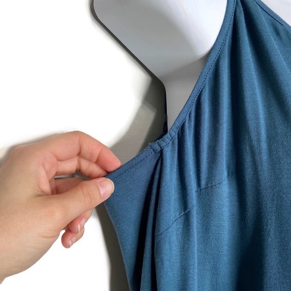 NWT INC International Concepts Blue Knit Ruffle Flounce Tank Top - Picture 4 of 10